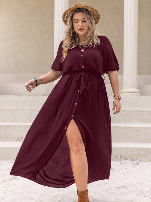 plus-size-round-neck-half-sleeve-dress OhSoStyled - Sophia's Style-3
